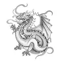 a magnificent dragon in the Japanese style, adorned with lotus flowers symbolizing purity and transformation. This drago tattoo design idea