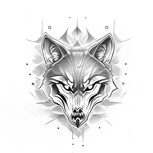 wolf skull demonic tattoo design idea