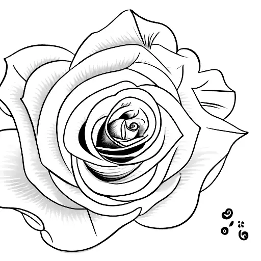 A meaningful black and grey design depicting a rose in full bloom, with the birth and passing dates of your first born child subtly incorporated tattoo design idea