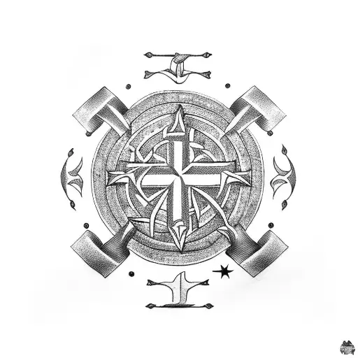 cruz de San Benito en un escudo de defensa  tattoo design idea