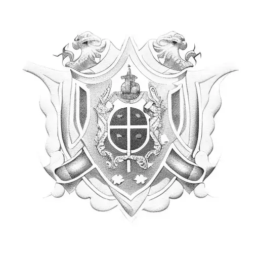 medalla de San Benito en un escudo de defensa  tattoo design idea