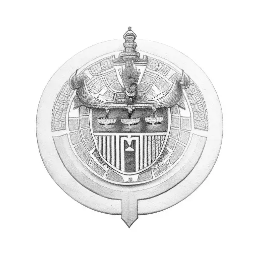 medalla de San Benito en un escudo de guerra tattoo design idea