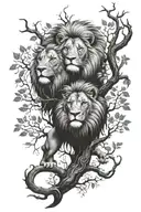 Lion and tree tattoo design idea