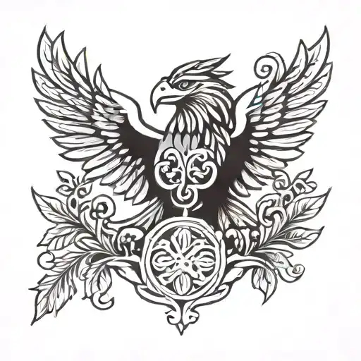 Roman Eagle and Serpent surrounded by a laurel wreath tattoo design idea