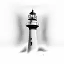 black and white realism lighthouse  tattoo design idea