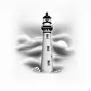 black and white realism lighthouse  tattoo design idea
