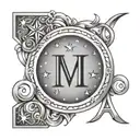 initials SERR with the background of some arches and a sky with stars and a heart tattoo design idea