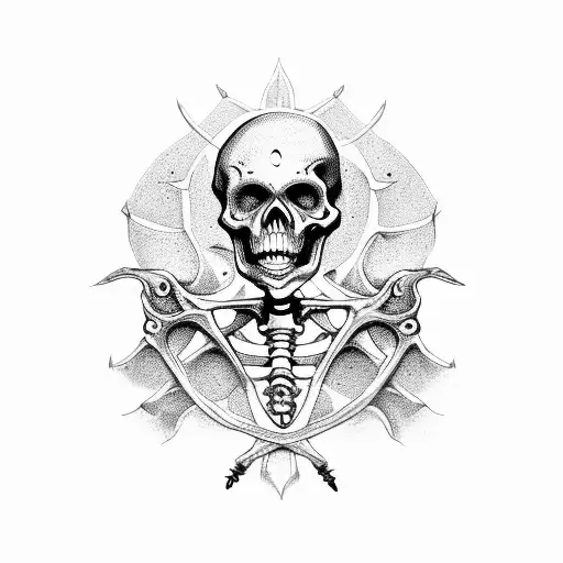 skeleton steering a pirate ship tattoo design idea