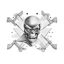 angry skeleton steering a pirate ship facing left tattoo design idea