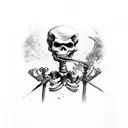 angry skeleton pirate facing left tattoo design idea