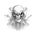 angry skeleton pirate facing left tattoo design idea