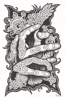 Jesus hand tattoo with the name Daniela on the pinky side and the year 2007 on the thumb side tattoo design idea