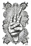 Jesus hand tattoo with the name Daniela on the pinky side and the year 2007 on the thumb side tattoo design idea