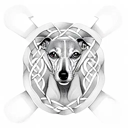 whippet inside a celtic knot tattoo design idea
