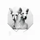 two whippets inside of a geometric shape tattoo design idea