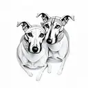 two whippets inside of a geometric shape tattoo design idea