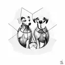 two whippets inside of a geometric shape tattoo design idea