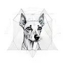 one line sketch of a whippet inside a triangle geometry shape tattoo design idea