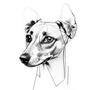 one line sketch of a whippet inside a triangle geometry shape tattoo design idea