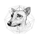 sketch of a whippet inside a geometric shape tattoo design idea