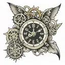 mechanical analog clock tattoo design idea