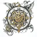 mechanical analog clock tattoo design idea