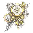mechanical analog clock tattoo design idea