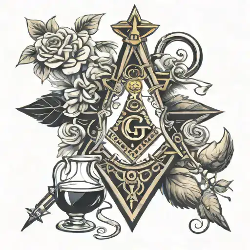 Freemasonry and pharmacy tattoo design idea