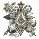 Freemasonry and pharmacy tattoo design idea