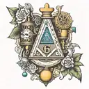 Freemasonry and pharmacy tattoo design idea
