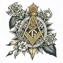 Freemasonry and pharmacy tattoo design idea