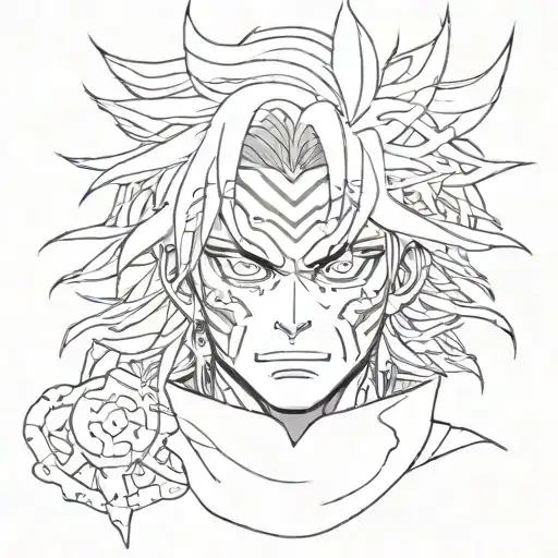 rengoku's face from demon slayer tattoo design idea