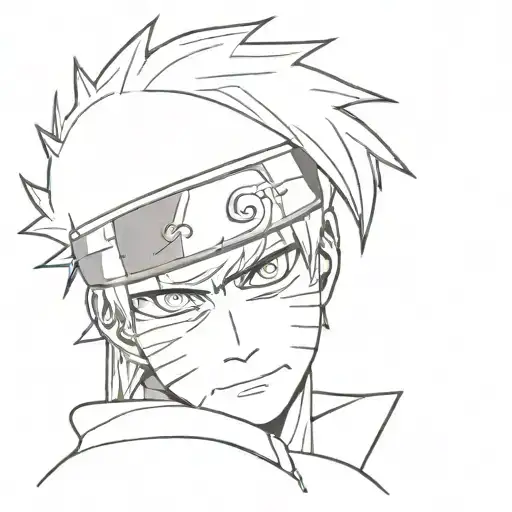 naruto, face, simple, vector style, tattoo design idea