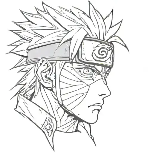 naruto, face, simple, vector style, tattoo design idea