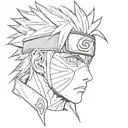 naruto, face, simple, vector style, tattoo design idea