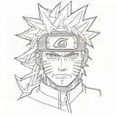 naruto, face, simple, vector style, tattoo design idea