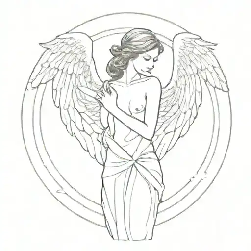 fibonacci sequence of guardian angel holding tattoo design idea