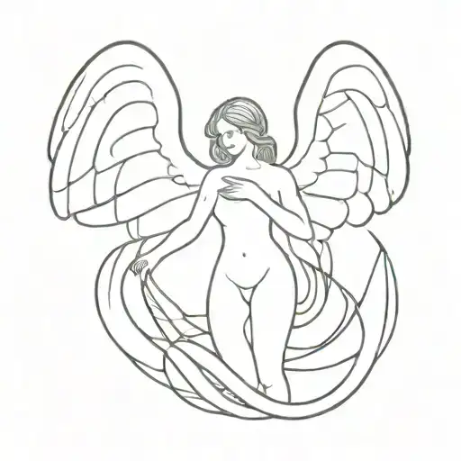 fibonacci sequence of guardian angel holding tattoo design idea