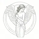 fibonacci sequence of guardian angel holding tattoo design idea