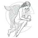 fibonacci sequence of guardian angel holding tattoo design idea