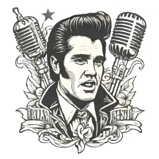 Elvis presley 60s type microphone  tattoo design idea