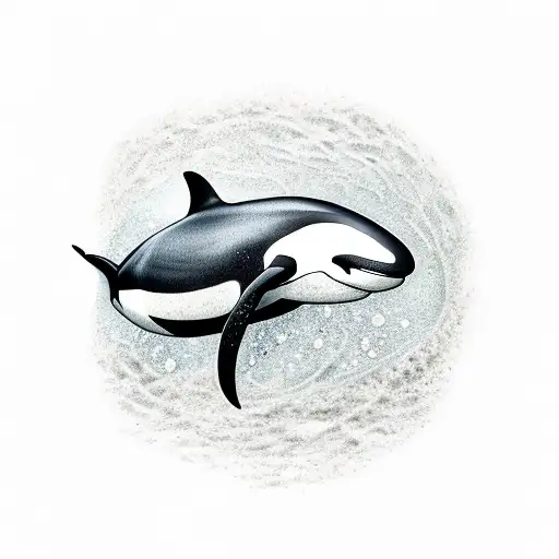 A tatoo representing an orca near the shore  tattoo design idea
