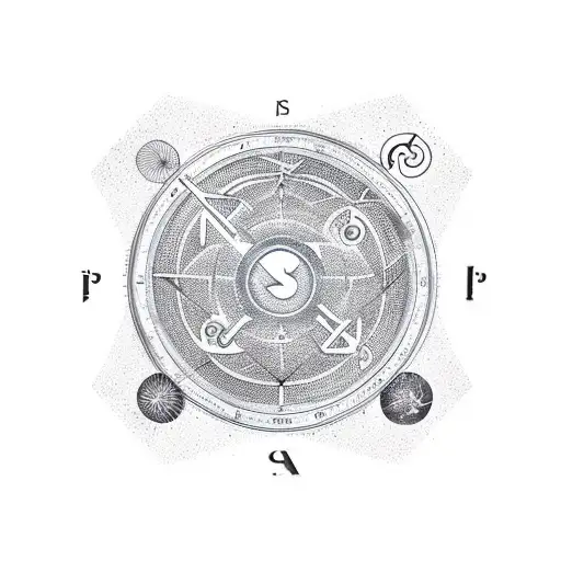 Psi symbol representing a scale that's even, on the left side is the symbol alpha and on the right part is omega tattoo design idea