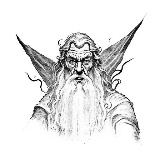 Gandalf facing off against the Balrog in a fiery battle tattoo design idea
