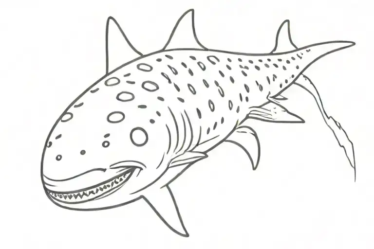 elegant whale shark top down view  tattoo design idea