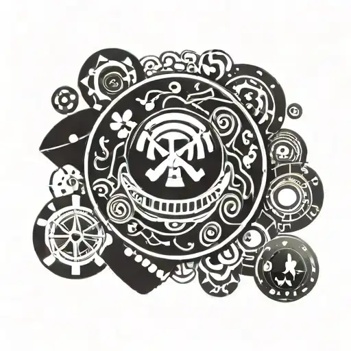 one piece and poker chips tattoo design idea