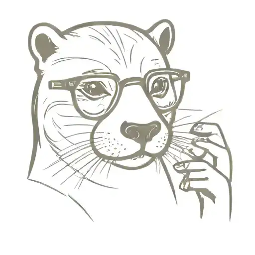 otter with glasses on the phone tattoo design idea
