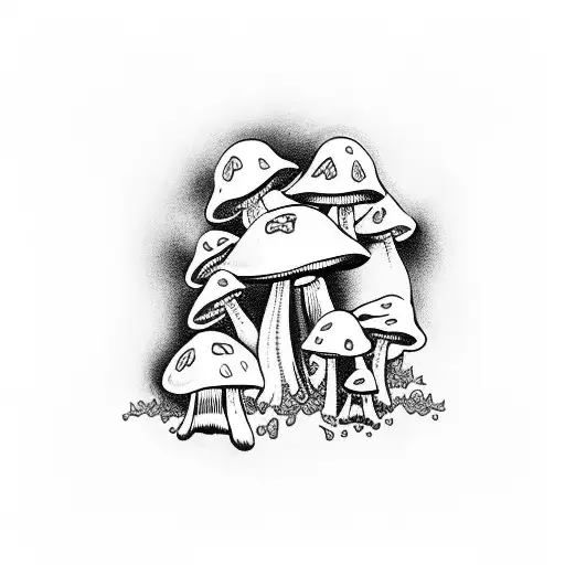 mushrooms and a frog tattoo design idea