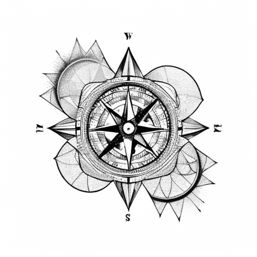 A compass and drafting tools forming a mandala tattoo design idea