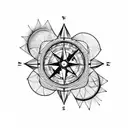 A compass and drafting tools forming a mandala tattoo design idea